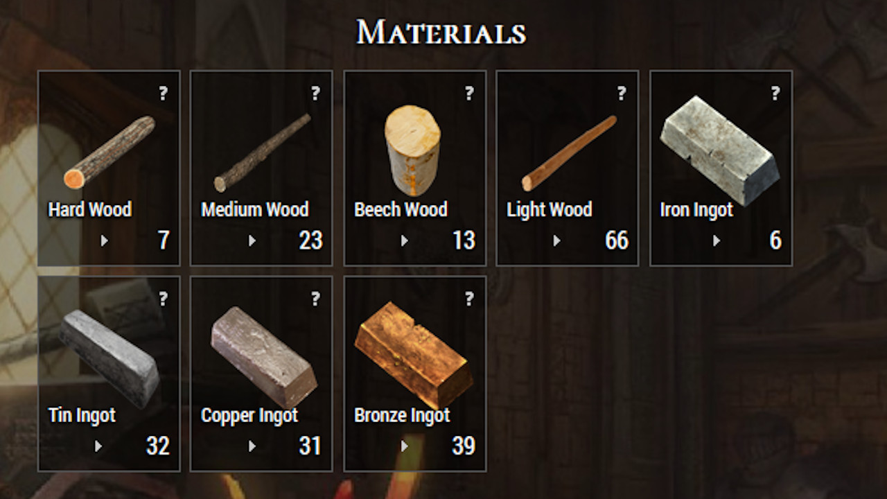 materials screen